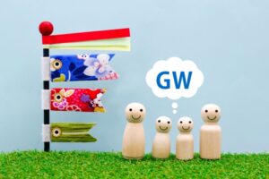 GWの鯉のぼりと家族のイラスト